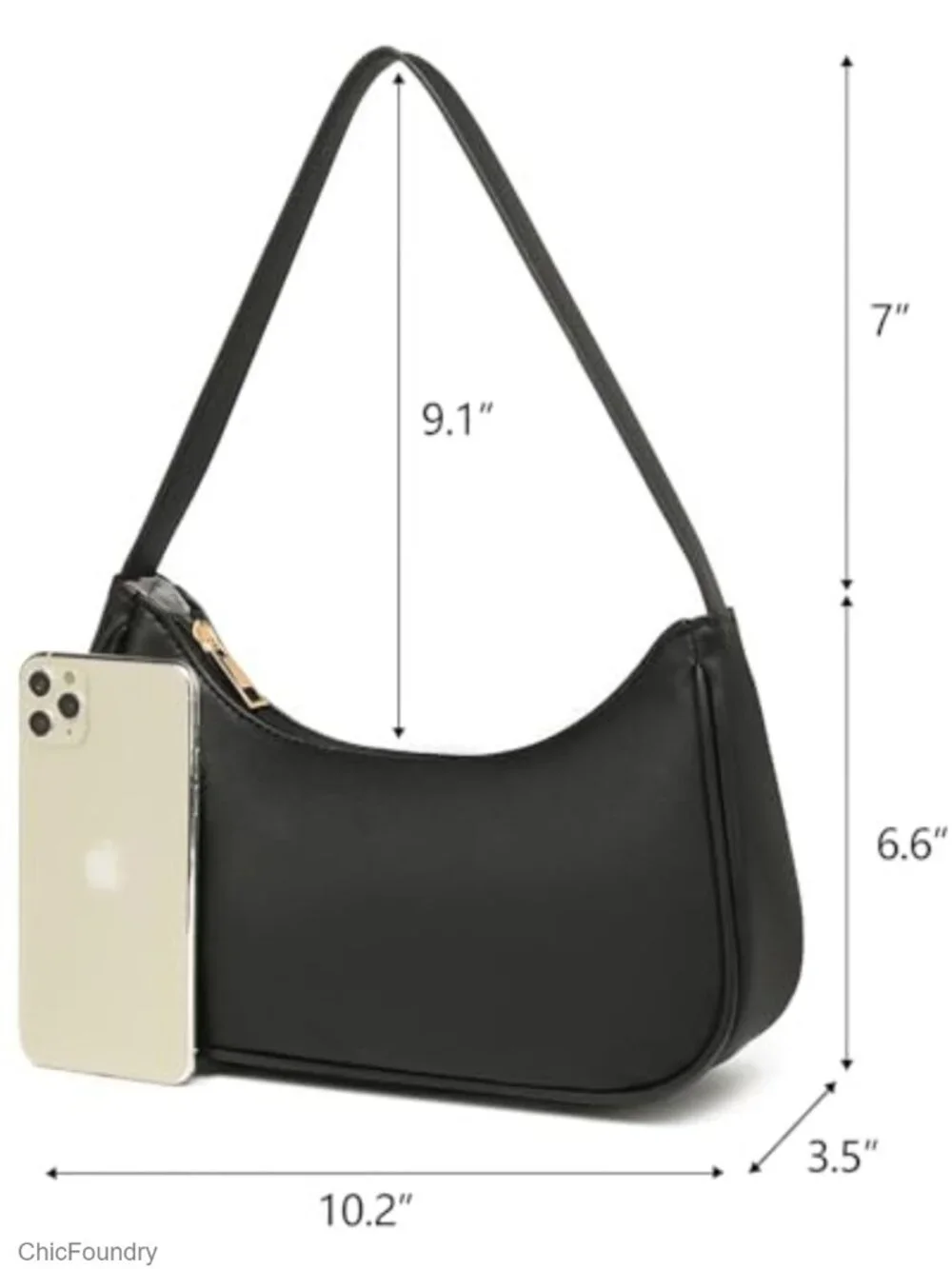 Vegan Leather Hobo Sling Tote Handbag with Zipper Closure